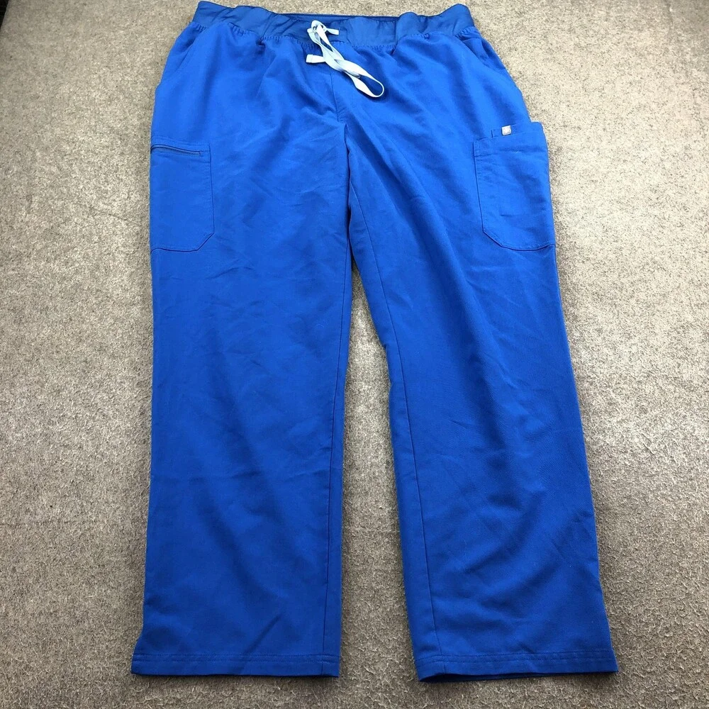 FIGS Scrub Pants Mens 3XL Blue Technical Collection Straight Drawstring Cargo